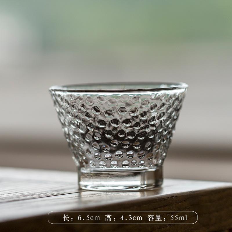 

Chinese Hammer Patterned Heat-resistant Tea Cup Transparent Glass Single Master Cup Personal Meditation Tea Bowl Kung Fu Teaset