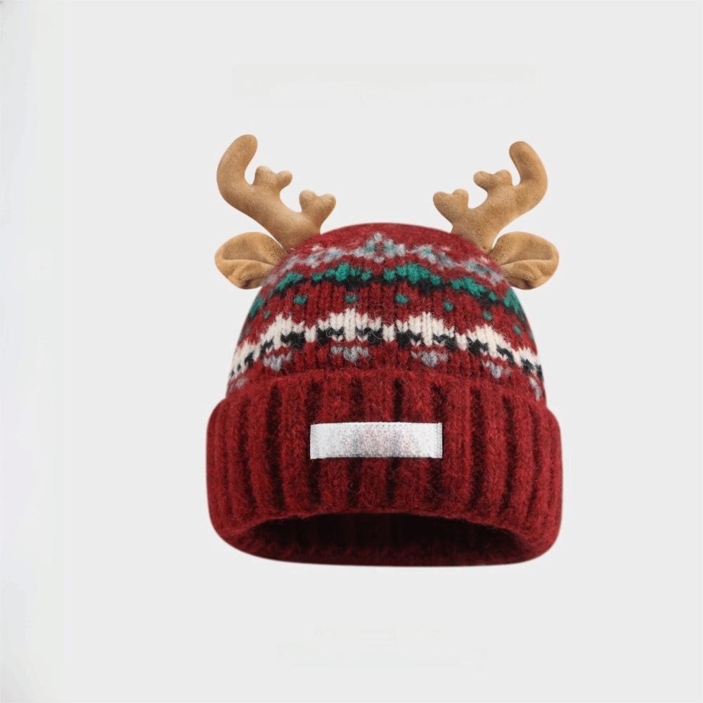 Windproof Knitted Deer Antler Hat Knitted Festival Christmas Antler Hat New Deer Hat  Outdoor