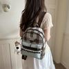 Schultasche1011 neue koreanische Minze Schwarz Clever Schulter Spitze Schleife Kariert Ausländischer Stil Campus Nische Retro Rucksack