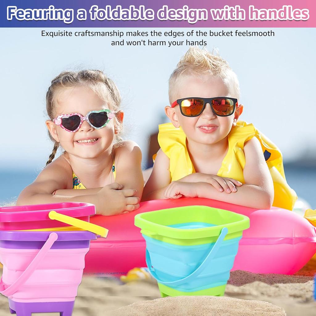 Beach Foldable Bucket Silicone Collapsible Toy Buckets For Kids For Summer Activities Camping Gear Travel Beach Sand Toys
