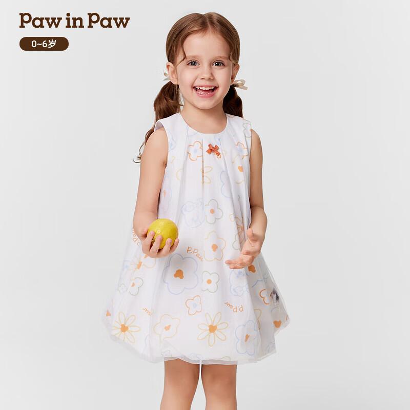 Детское платье-сарафан PawinPaw для девочек с мультяшным мишкой и лепестками 100