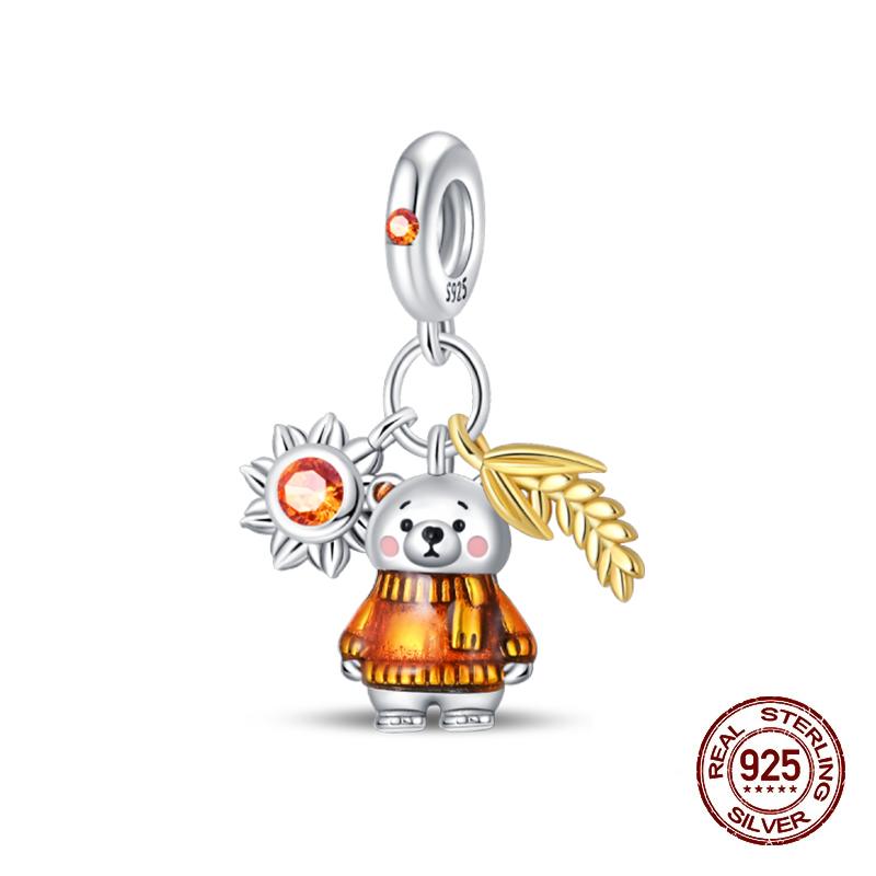 Autumn New Copper Brown Maple Leaf Pumpkin Bee Charms Bead Fit 3Mmoriginal Bracelets Diy Jewelry Warm Gift