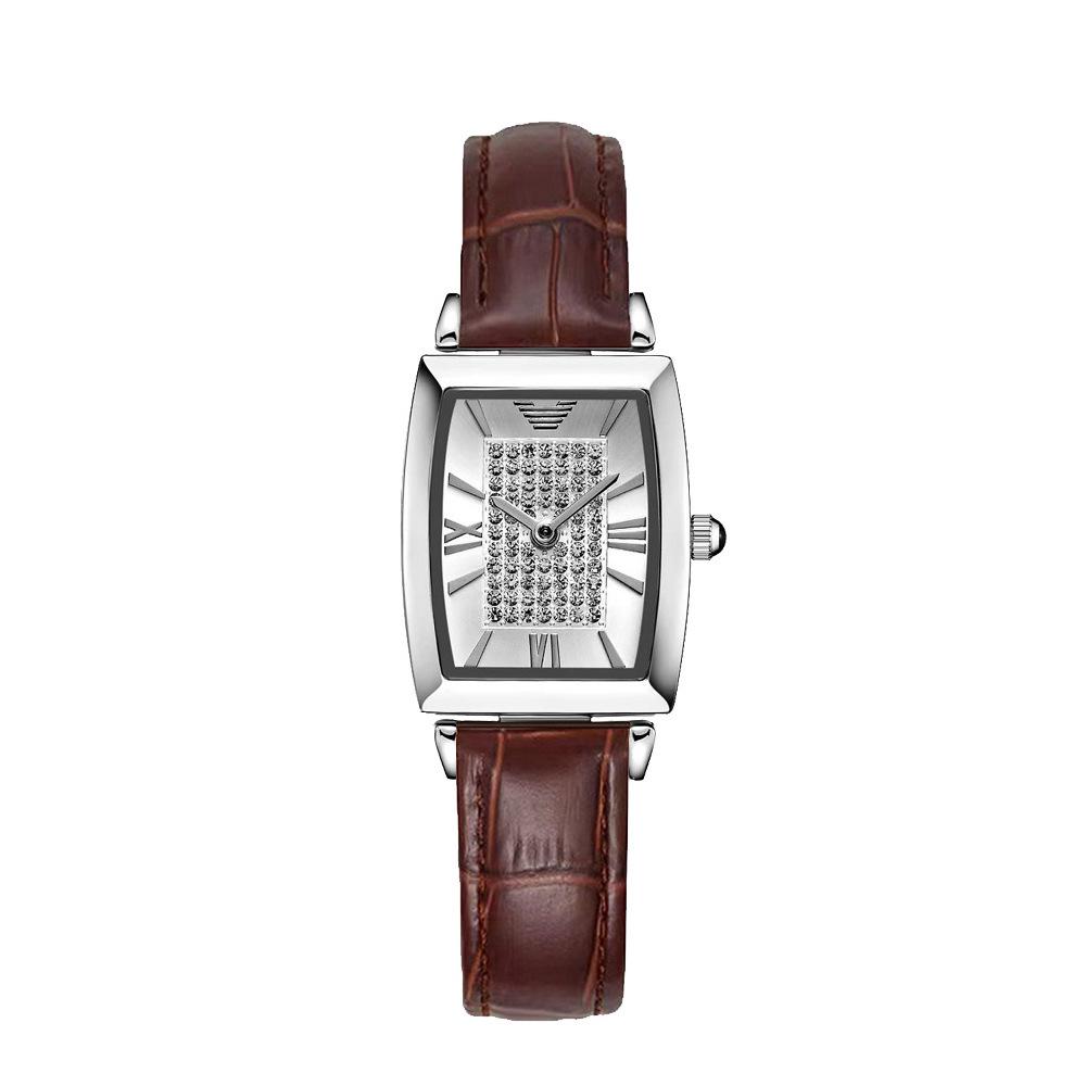Oushijia New Square Diamond Women's Roman Minimalist Tonneau Quartz Watch