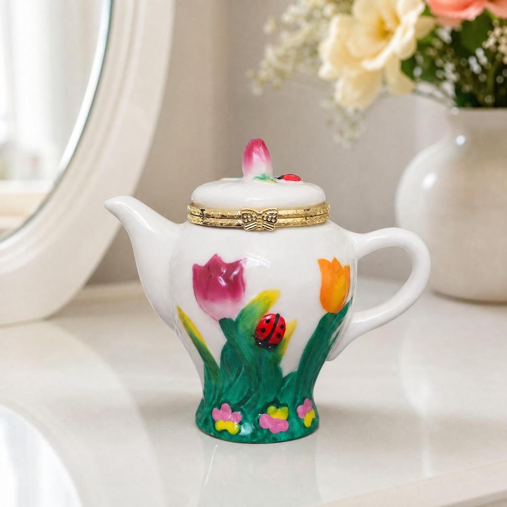 Ceramic Jewelry Box Handmade Lidded with Clasp Glossy for Vanity
