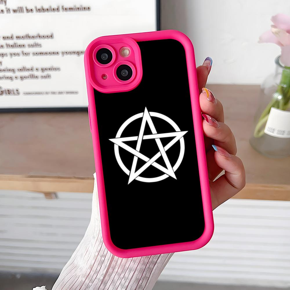 Aesthetic Pentagram Phone Case for iPhone 17 16 15 14 13 12 11 Air Pro Max Plus Red Soft TPU Shockproof Cover