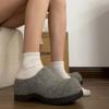 Vintage Thick Sole Women Fleece-lined Mules Slippers Concise Height Increase Dress Shoes Ladies Comfort Cover Toe Slip On Slides