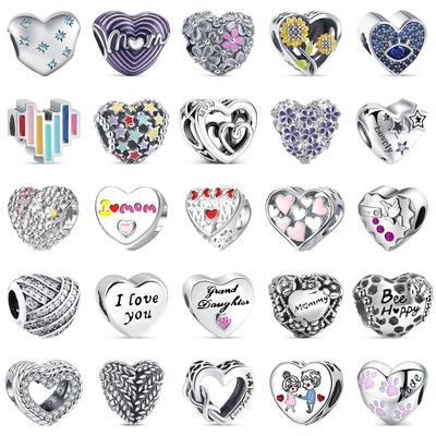 S925 Silver Heart Charms Mom Flower Sunflower Star Hollow Exquisite Beads Fit Original  Bracelet Women Jewelry Accessories