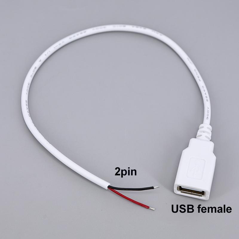 5V 2pin 4Pin USB 2.0 Female Power Supply Cable Wire Jack Charging Extension Connector white 0.3m 1m for computer accessories