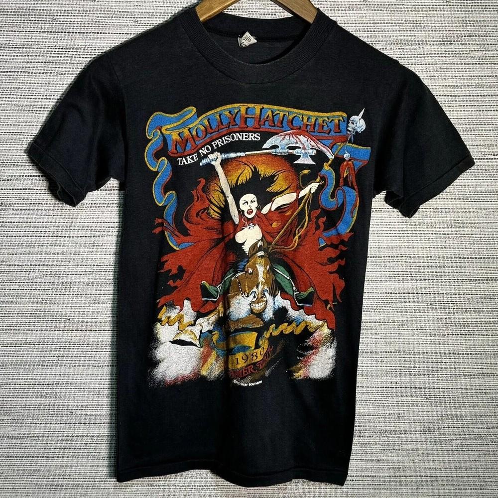 

Molly Hatchet Take No Prisoners Graphic Black Short Sleeve Unisex Tshirt Reprint Unisex T-Shirt XXXXL