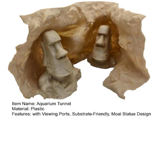 Aquariumhöhle Tunnel Osterinsel Moai Statuen unter Kieshöhle Kleinfisch- und Garnelenversteck mit Sichtfenstern für Betta Pleco Garnelen