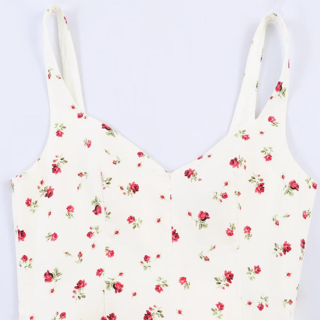 Floral Print Fluffy Camisole Mini Dress