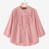 ZANZEA Women Casual Round Neck 3/4 Sleeve Loose Embroidery Print Blouse