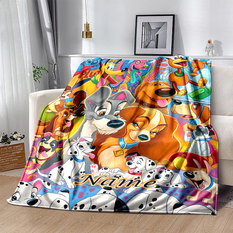Custom 1pc Dogs Cartoon World Blanket, Soft And Comfortable Blanket, Casual Warm, Camping Travel Blanket, Birthday Gift Q910100
