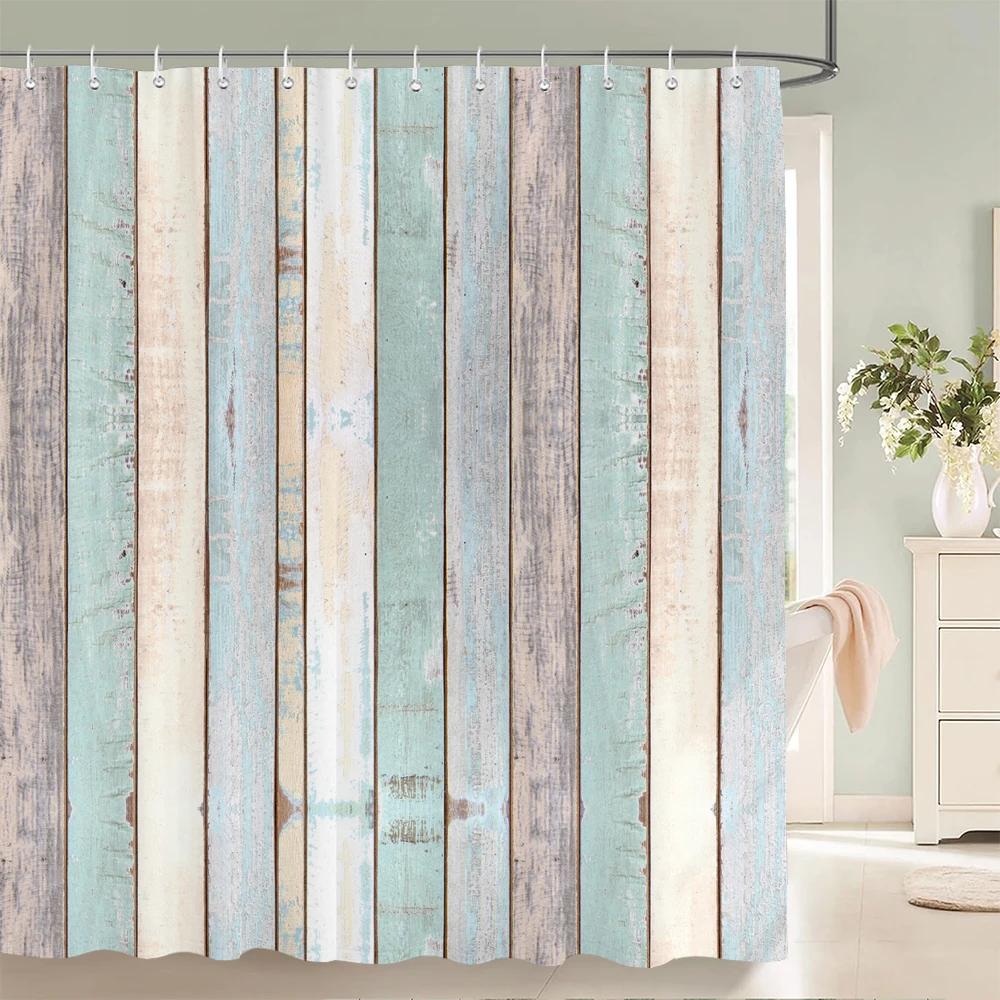 3D Retro Old Wood Pattern Shower Curtains Europe and America Style Printed Bath Curtain Waterproof Bathroom Shower Curtain