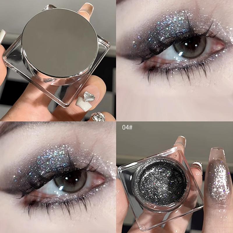 1PC Glitter Punk Smoky Black Eyeshadow Gel Makeup Palette Metallic Dark Silver Wet Eyes Shadow Highlighter Pearl Pigments Cosmetics