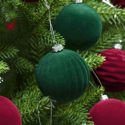 Yousheng 12 Pcs Velvet Christmas Balls Flocking Balls Christmas Tree Ornament Shatterproof Plastic Hanging Baubles Decoration for Xmas Tree Party Home