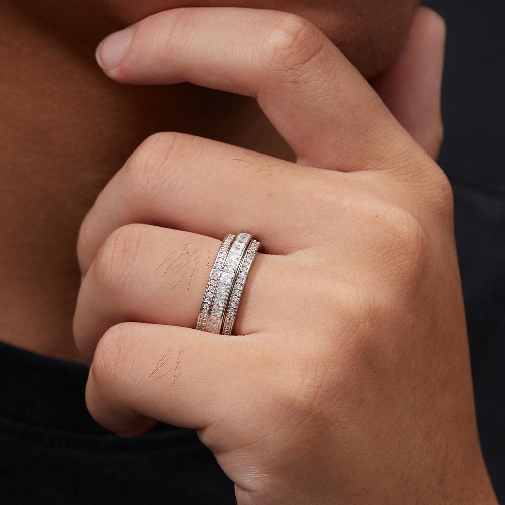 European 925 Sterling Silver Luxury Princess-Cut Moissanite Ring Size 5