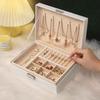 Double Layer Jewelry Box PU Leather Organizer with Lock for Earrings Rings Necklaces Bracelets Storage Case