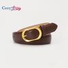 Women's Leather Belts for Jeans Dress Pants Ladies Waist Belt Skinny Belt with Fashion Gold Buckle