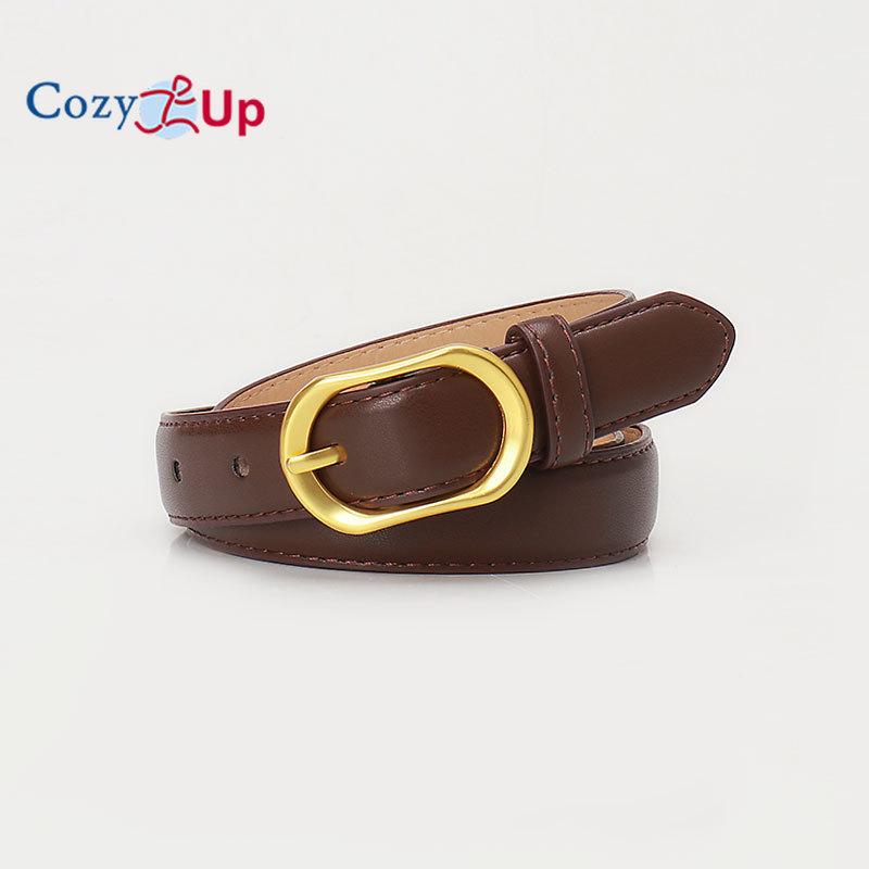 Women's Leather Belts for Jeans Dress Pants Ladies Waist Belt Skinny Belt with Fashion Gold Buckle