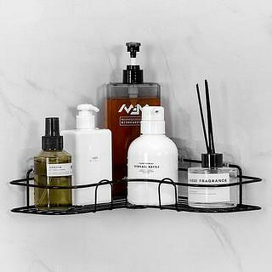 Punch-Free Bathroom Corner Shower Shelf - Wall-Mounted Storage for Kitchen & Bath