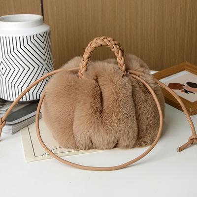 Plush Bag, Pumpkin Cloud Handbag, Autumn and Winter New Fur Handbag, One Shoulder Messenger Women's Bag