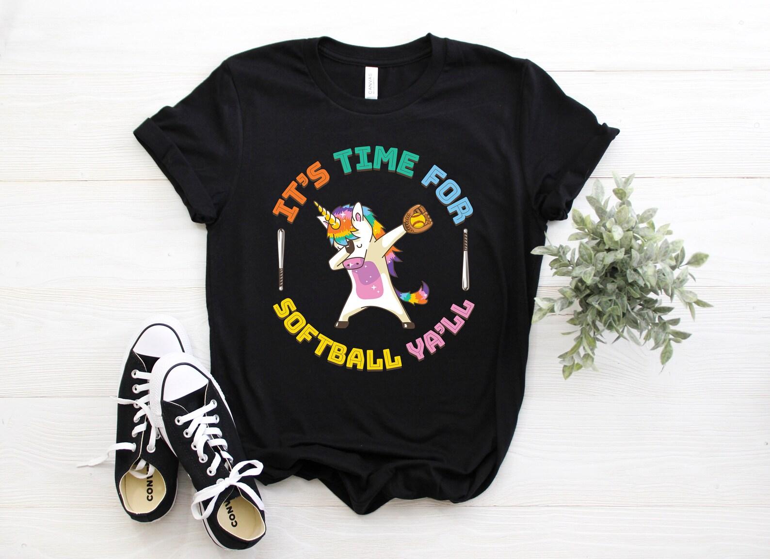 Softball Unicorn T-Shirt, Softball Gifts, Softball Birthday Present, Girls Softball Tee, Youth TShirts, Funny Softball, For Girls, For Kids, 120