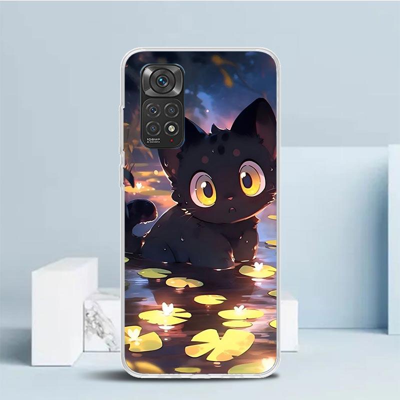 Cartoon Cute Cat Fish Aesthetic Phone Case For Xiaomi Redmi Note 15 14 14S 13 12S 12 Pro Plus 11S 11 11T 11E 10S 10 + Soft TPU B