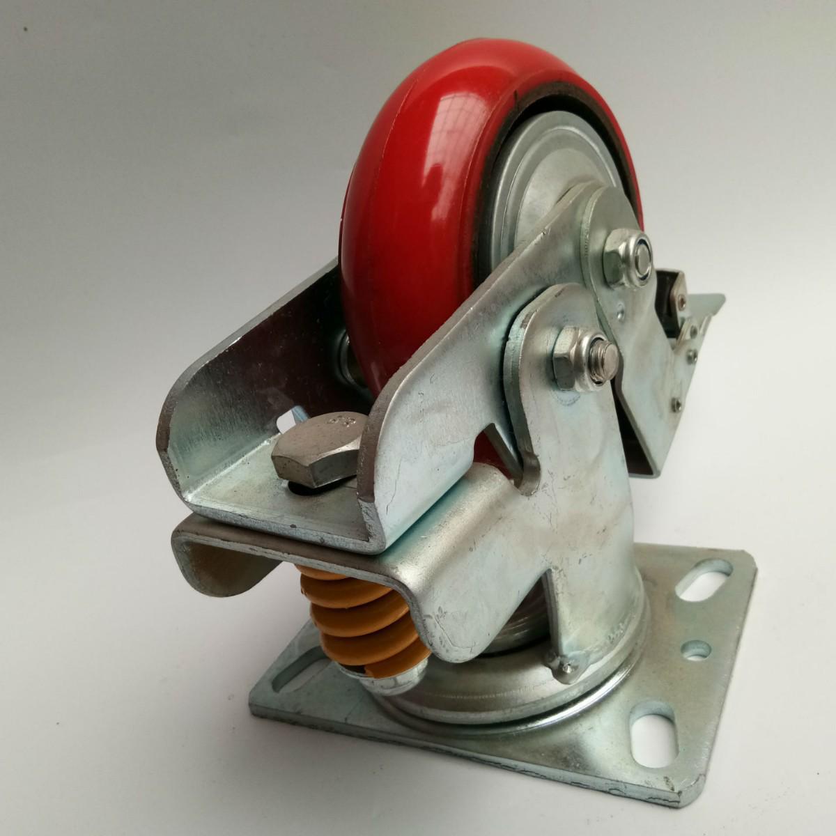 6-Inch Shock Absorbing PU Swivel Caster Wheel with Brake, Heavy Duty Polyurethane