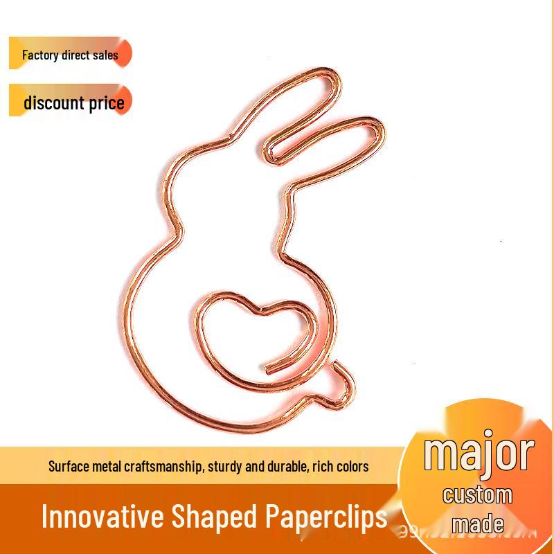 Creative Metal Animal Logo Paperclip with Irregular Shape in Stock Rabbit золотой