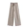 Fashion Wind New Fall Women's Clothing Stripes Contrast Color Straight-leg Fringed Burr Knitting Wool Pants 4 Colors
