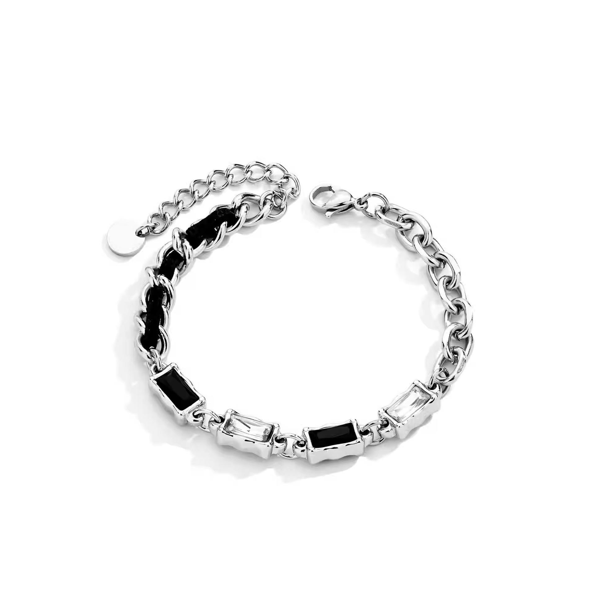 Men Titanium Steel Splicing Design Versatile Hip Hop Trendy Clavicle Necklace Jewelry