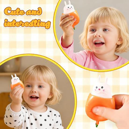 1/3/6/12 Stück Pop-Up Hase Karotte Quetschspielzeug Angstlinderung Poppender Hase Käse Fidget Spielzeug Langsam aufsteigend Entspannung Stressball Osterkorb Füllmaterial