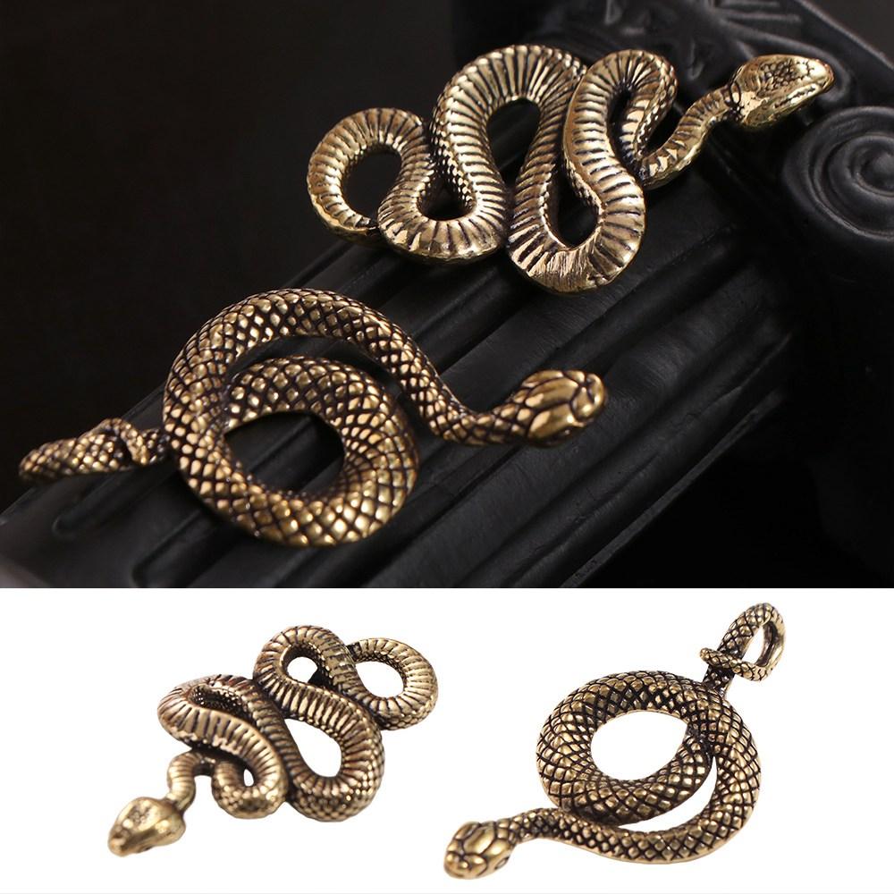Twelve Zodiac Snake Vintage Brass Snake Statue Ancient Lifelike Snake Figurines Exquisite Elegant Lucky Charm Animal Sculpture