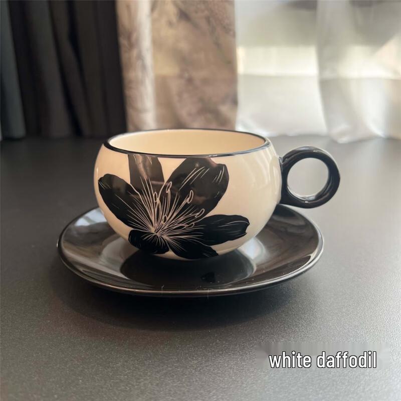 Narcissus Ceramic Coffee Cup & Saucer Set