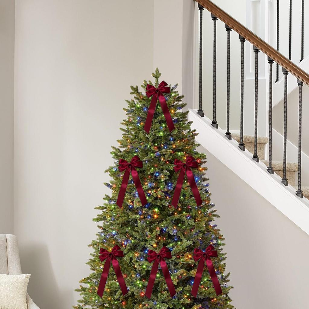 Nœuds Rouges Pour Sapin de Noël 4,53x7,28 Pouces Ornements de Couronne Réutilisables Lot de 12 Nœuds Rouges de Noël Pour Emballage Fête Extérieur