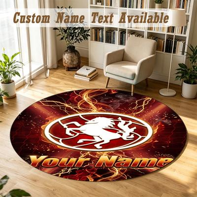 Round Rug Custom NameFC Twente Pattern Non Slip Carpet Home Floor Decor