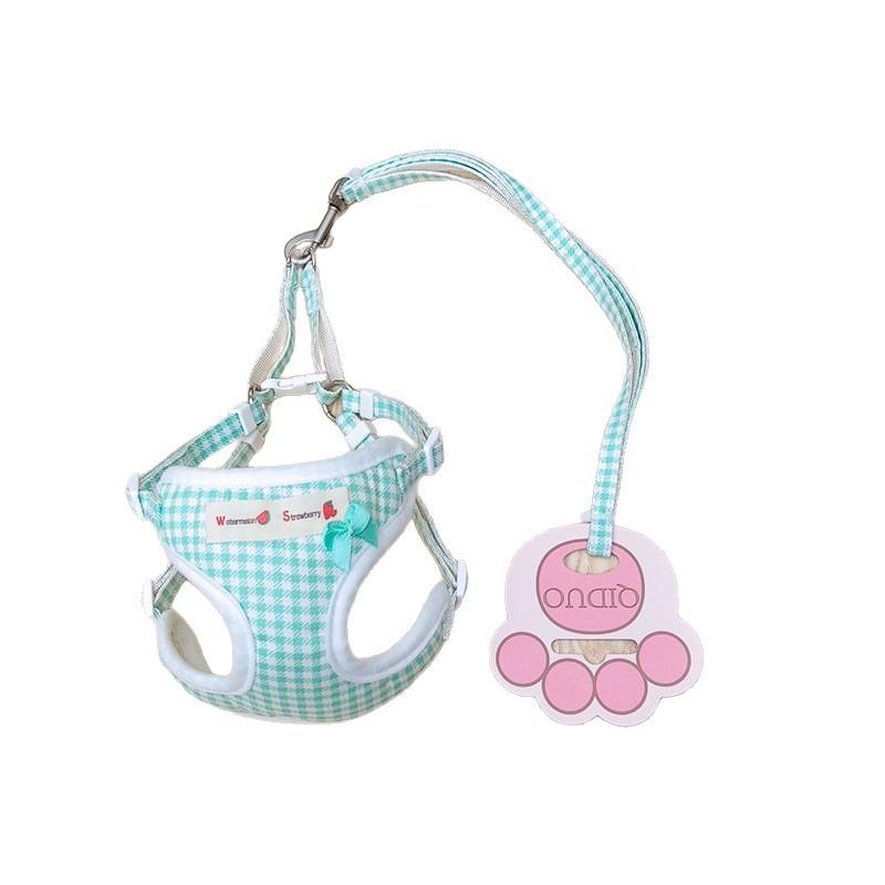 Pet Puppy Lead With Grid Print And Bow Decor For Pet Walking And Training
