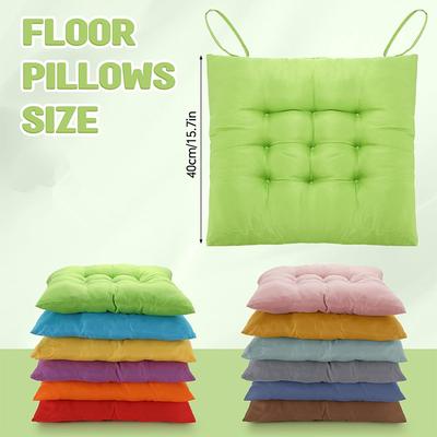 LMETJMA Chair Pads Cushions for Dining Chairs with Ties Square Floor Pillows Meditation Flexible Seating Thick Cushions JT408
