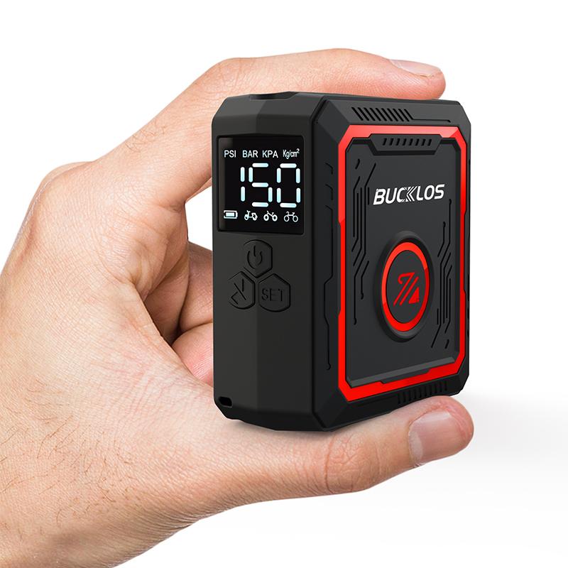 BUCKLOS Bike Mini Electric Air Pump 150PSI Portable 2400mAh Bicycle Tire Inflator Presta/Schrader Valve Electric Bicycle Pump красный