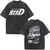 Anime Initial D AE86 Drift Akagi RedSuns Vintage Lavé T-shirt Takumi Fujiwara R34 Skyline GTR JDM Voiture de Course T-shirts Oversize L26104s