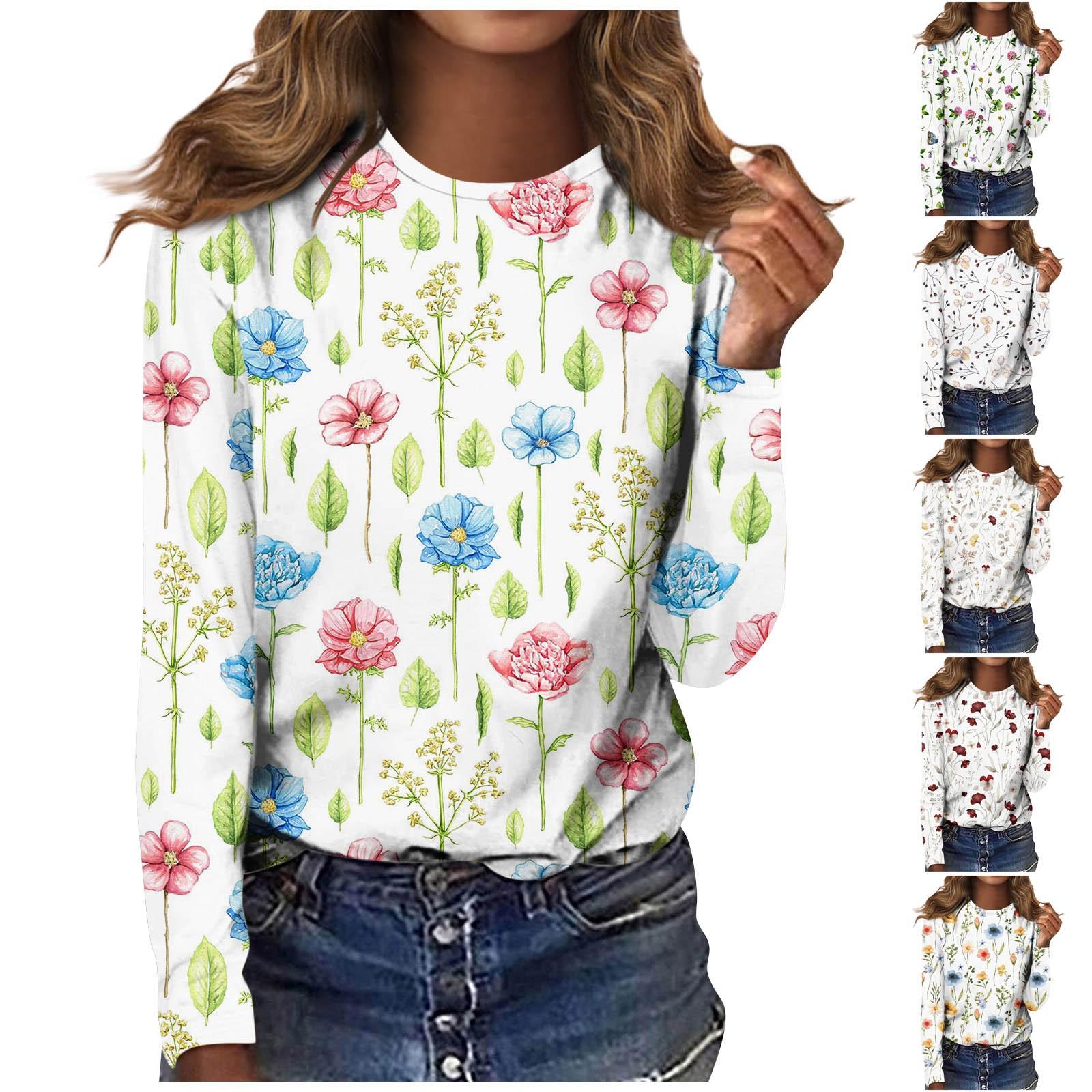 

Женская мода, повседневная блузка с длинным рукавом и круглым вырезом, пуловер с принтом