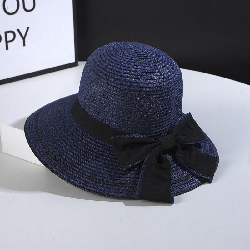 Fashion Outdoor Spring and Summer Woven Straw Hat Women's Versatile Beach Big Edge Bow Sun Shield Hat NobleStyle Sun Shield Ha