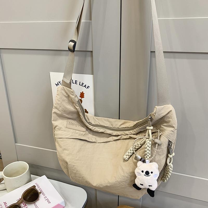 Нейлоновая сумка женская однотонная сумка через плечо большая вместительная сумка через — фото 9