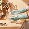 Kitchen Cleaning Accessories Extended Waterproof Dishwashing Gloves, Anti-slip Grip Natural Latex Elbow Length Rubber Gloves for Laundry Protective