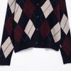 2025 Spring Women's Slim Color Block Diamond Knit Cardigan