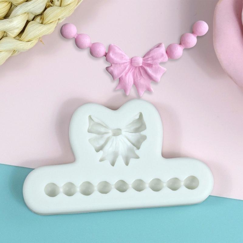 Silicone Chocolate Moulds Fondant Mold Bowknot Pearl Necklace Shape Silicone Material Household Baking Mould Baking Tool