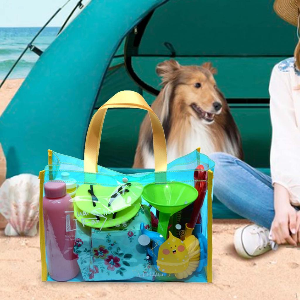 Beach Tote Bag, Clear Waterproof Bag Lightweight Travel Duffle Sand Toys Organizer for Boating