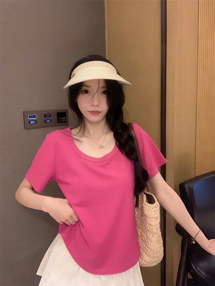 Plus Size Women's Summer Slimming Irregular Short Sleeve T-shirt - Loose, Stylish Belly Covering Top