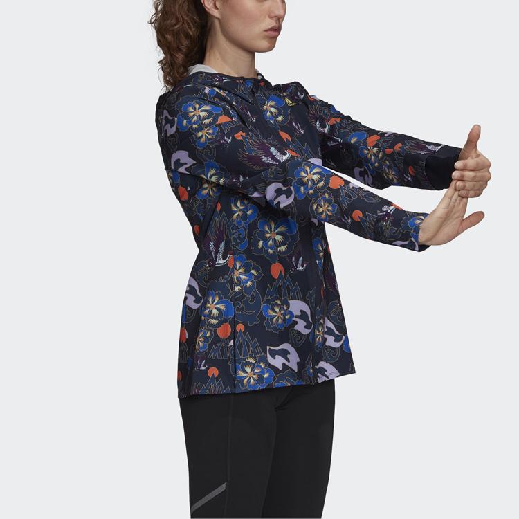 Adidas CNY Own The Run Soft Shell Floral Print Hooded Sports Jacket Women Jacket Multicolor GE5831